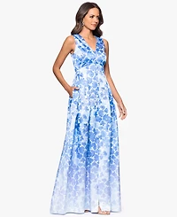 Betsy & Adam Petite V-Neck A-Line Gown