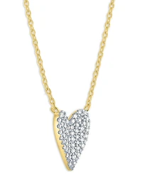 Macy's Pave Heart Diamond Pendant Necklace (1/6 ct. t.w.) in 14k Yellow Gold Over Sterling Silver