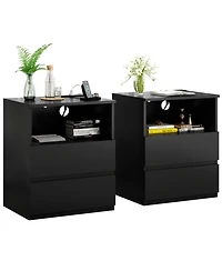 Streamdale Furniture End Table with Usb C Charging, 2 Drawers, Storage Cabinet