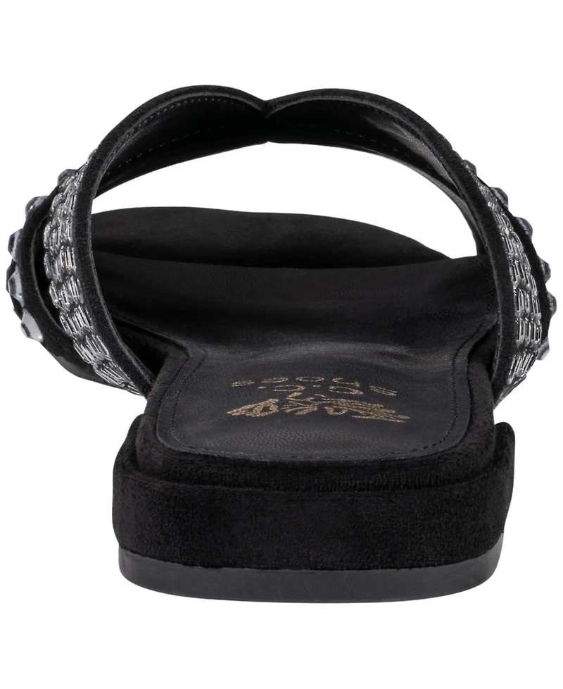 Gc Shoes Women's Elara Rhinestone Crisscross Flat Sandals