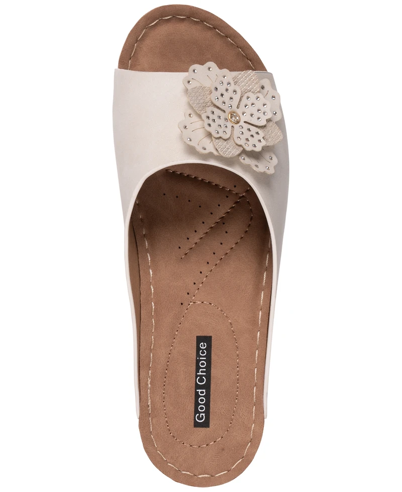 Gc Shoes Women's Clover Flower Rosette Comfort Slip-On Sandals