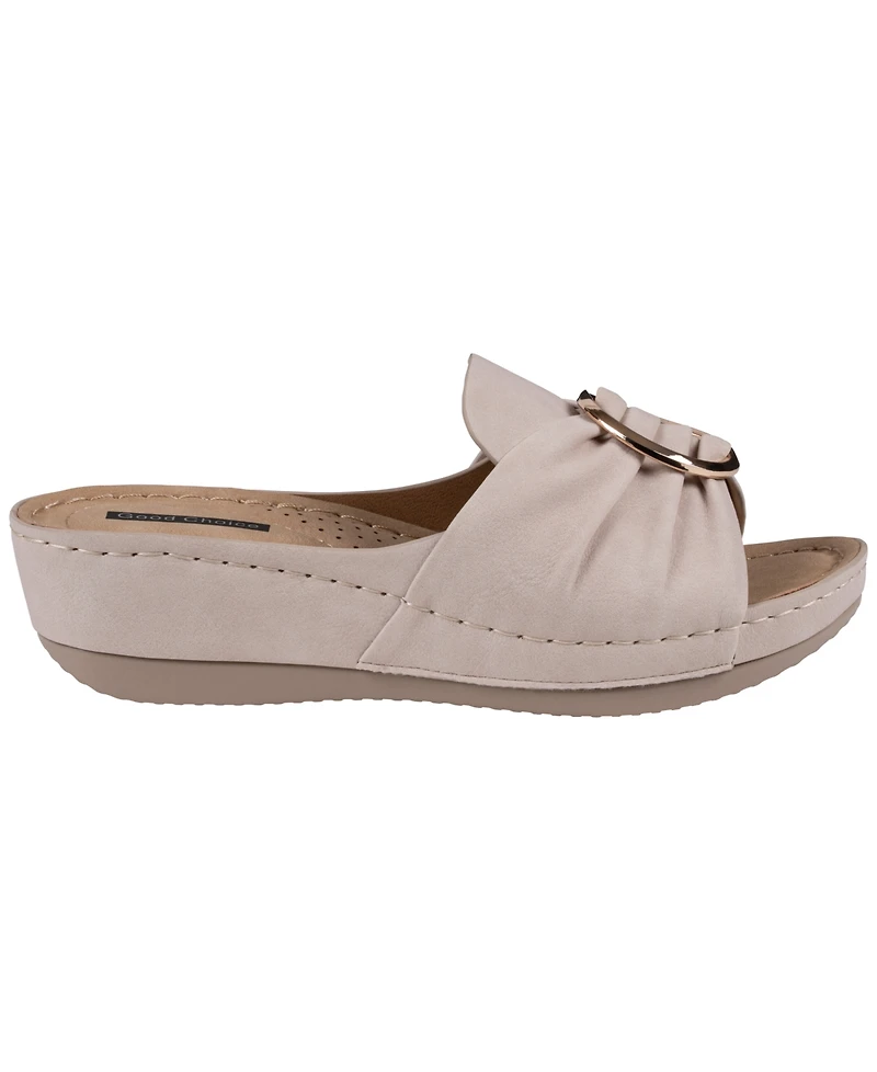 Gc Shoes Women's Isola Floral Rosette Wedge Sandals