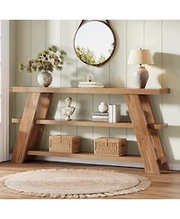 Tribesigns 70.9" Extra Long Console Table with Storage, 3-Tier Narrow Wooden Sofa Table Behind The Couch, Farmhouse Entry Foyer Table
