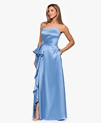 Xscape Petite Asymmetrical Strapless Ball Gown