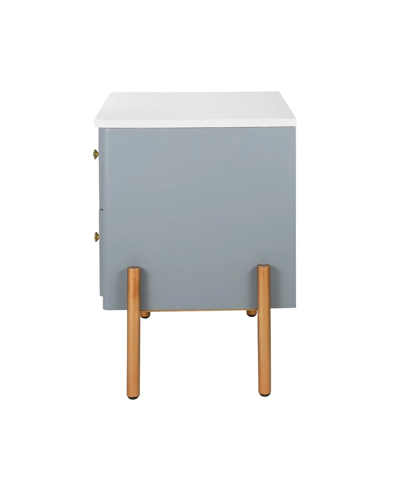Streamdale Furniture Modern Black Nightstand with Fluted Drawers & Gold Accents