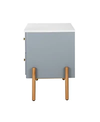 Streamdale Furniture Modern Black Nightstand with Fluted Drawers & Gold Accents