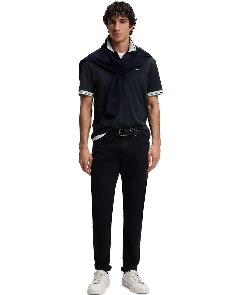 Boss by Hugo Men's Cotton-Jersey Stripe Trim Polo Shirt