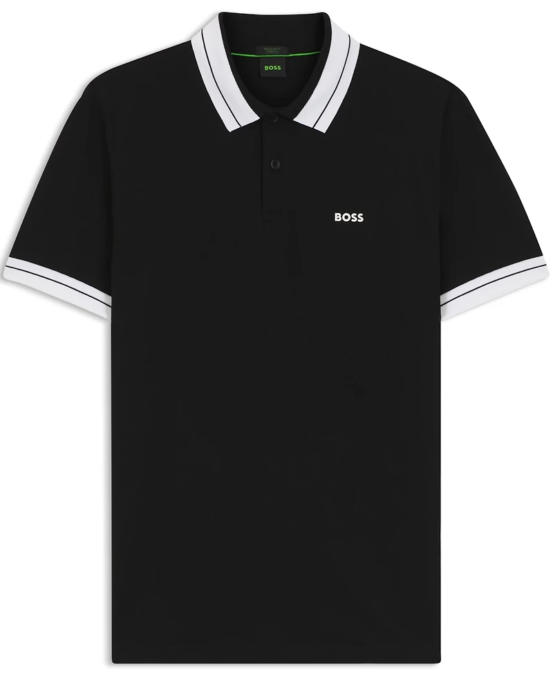 Boss by Hugo Men's Stretch-Cotton Stripe Trims Polo Shirt