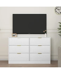 Streamdale Furniture Modern 6-Drawer Dresser with Wavy Pattern Panels
