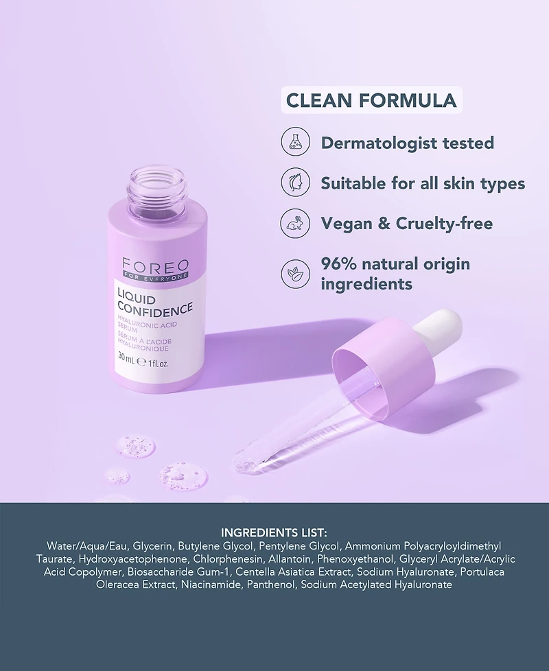 Foreo For EveryOne Liquid Confidence Hyaluronic Acid Serum, 1 oz.