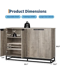 gaomon 55" Buffet Sideboard Storage Cabinet, Modern Entryway Console with Adjustable Shelves, Grey