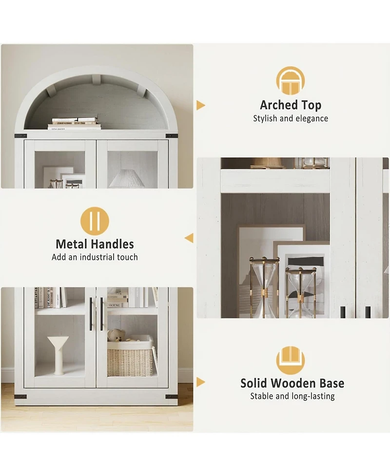 gaomon Arched Farmhouse Bookcase with Doors