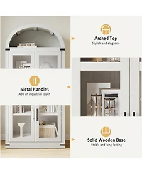 gaomon Arched Farmhouse Bookcase with Doors, 71.4" Tall Rounded Display Cabinet