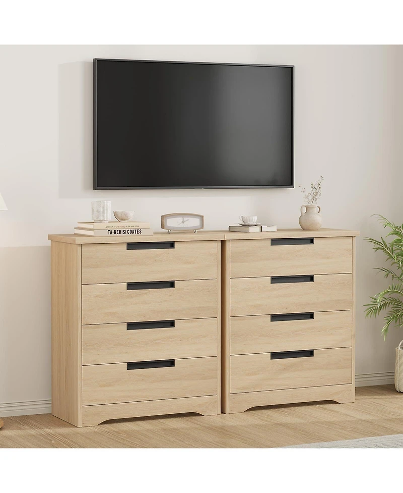 gaomon 4-Drawer Modern Wood Dresser Bedroom Organizer with Embedded Handles, Storage Cabinet for Living Room, Nursery, Hallway