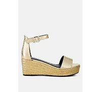 London Rag Utah Faux Leather Snake Wedge Espadrilles Women