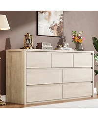 gaomon 7-Drawer Dresser for Bedroom, Wide Handle-Free Wooden Chest of Drawers