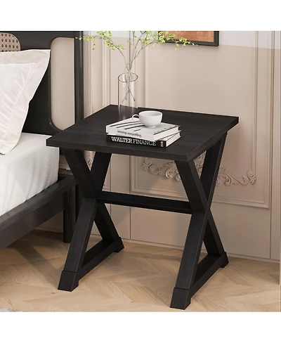 Streamdale Furniture Black Square Accent End Side Table Nightstand 22x23.5x23.5 in