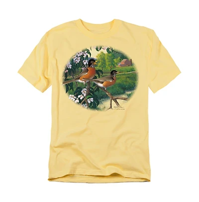 Wild Wings Men's Wildlife Apple Blossom Time Robins T Shirt