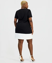 Kasper Plus Colorblock Short-Sleeve Shift Dress
