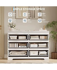 gaomon 6-Drawer Dresser, Simply Modern Wooden Chest of Drawers for Bedroom Storage, White