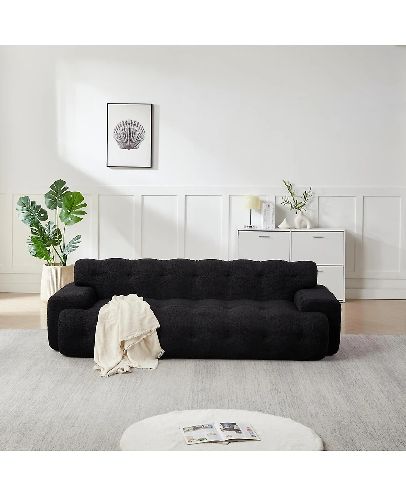 Streamdale Furniture Minimalist Button-Tufted Square Arm Three-Seater Sofa
