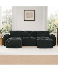 Streamdale Furniture U-shaped Boneless Sofa, Tufted, 32D High Density Sponge, Black