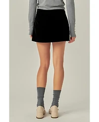 English Factory Women's Velvet Low Rise Skort.