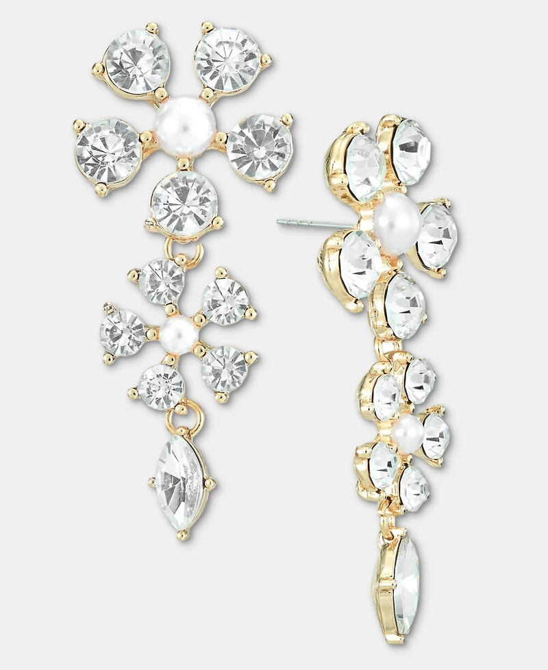 I.n.c. International Concepts Crystal & Imitation Pearl Flower Statement Earrings, Macy's Exclusive