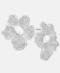 I.n.c. International Concepts Crystal & Imitation Pearl Flower Button Earrings, Macy's Exclusive