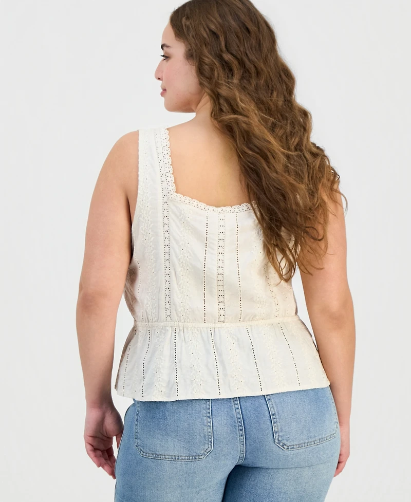 And Now This Trendy Plus Embroidered Peplum Top, Macy's Exclusive