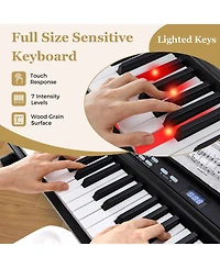 Costway 88-Key Electric Piano Keyboard with Adjustable Stand Stool, Light-up Keys & Buttons