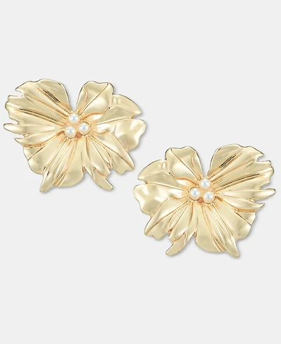 I.n.c. International Concepts Imitation Pearl Flower Button Earrings, Macy's Exclusive