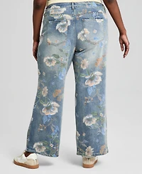And Now This Trendy Plus Painted Floral Print Jeans, Macy's Exclusive