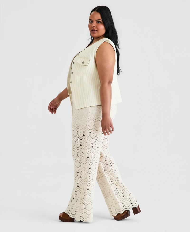 And Now This Trendy Plus Embellished Crochet Wide-Leg Pants, Macy's Exclusive
