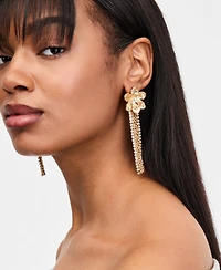 I.n.c. International Concepts Crystal Flower & Fringe Linear Drop Earrings, Macy's Exclusive