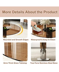 Streamdale Furniture 35" Round Glass Dining Table with Stainless Steel Legs (Seats 2-4