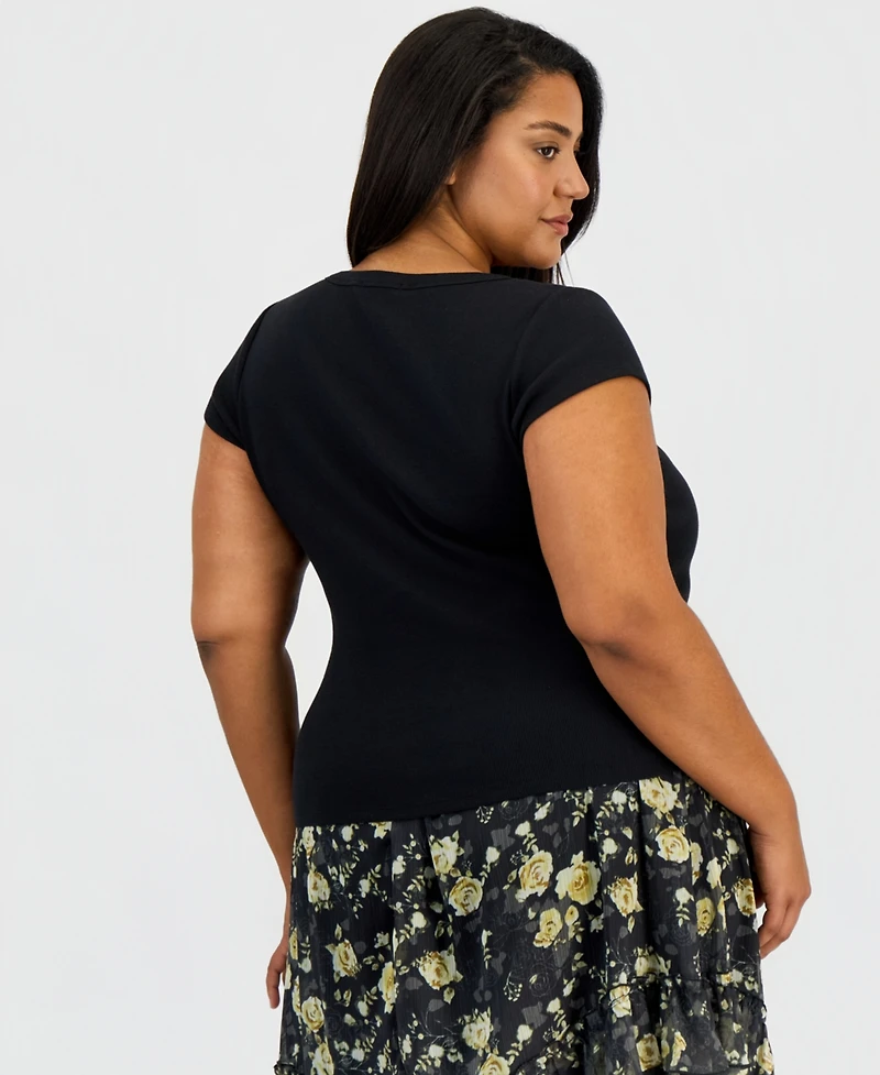 And Now This Trendy Plus Short-Sleeve Ringer Tee, Macy's Exclusive