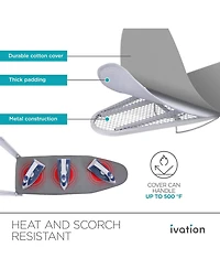 Ivation Wall-Mounted Ironing Board, Foldable Iron Board with Iron Holder, Space Saving Design