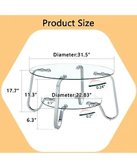 Streamdale Furniture Retro minimalist metal frame glass coffee table, 31.5