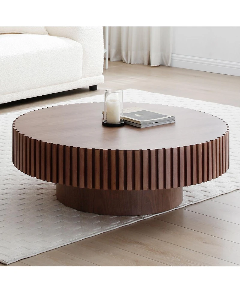 Streamdale Furniture Round Mid Century Modern Coffee Table - Walnut