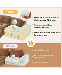 Streamdale Furniture Camel 140" Soft Velvet Boneless Sofa with Tufted Design, No Assembly Required