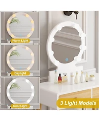 gaomon Vanity Desk with Stool, Makeup Vanity Desk with Touch Light Mirror