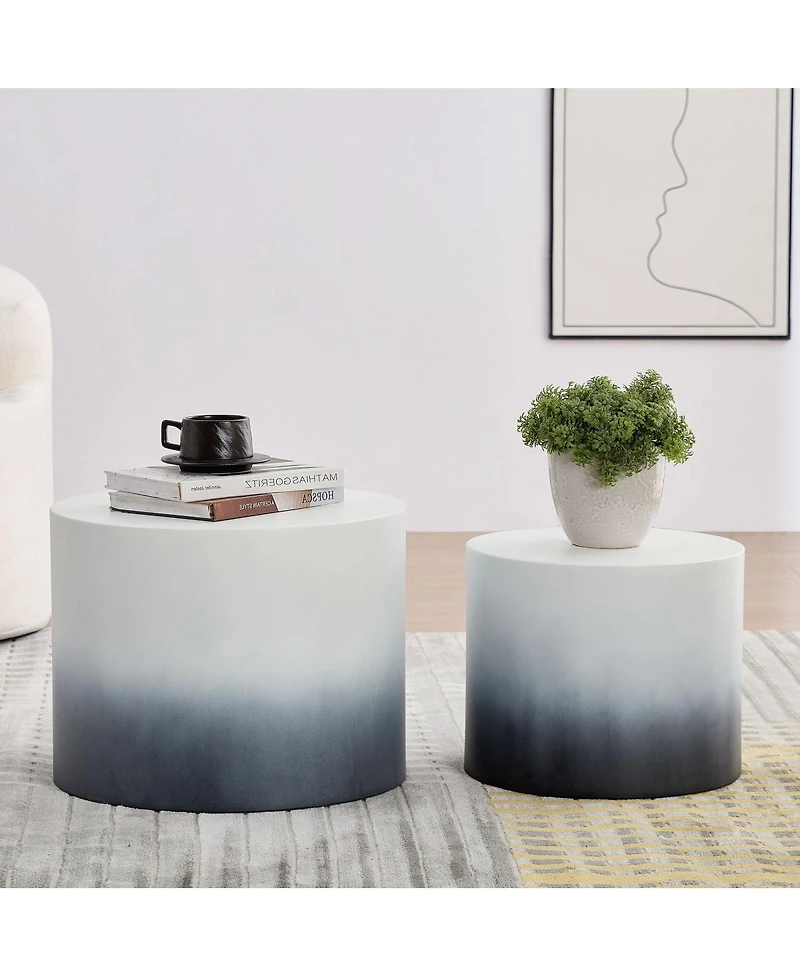 Streamdale Furniture Mdf Veneer Nesting Table Set of 2 (Ash/Oak/Walnut) - Wh+Bk