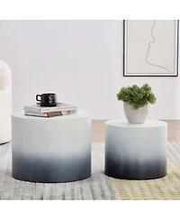 Streamdale Furniture Mdf Veneer Nesting Table Set of 2 (Ash/Oak/Walnut) - Wh+Bk