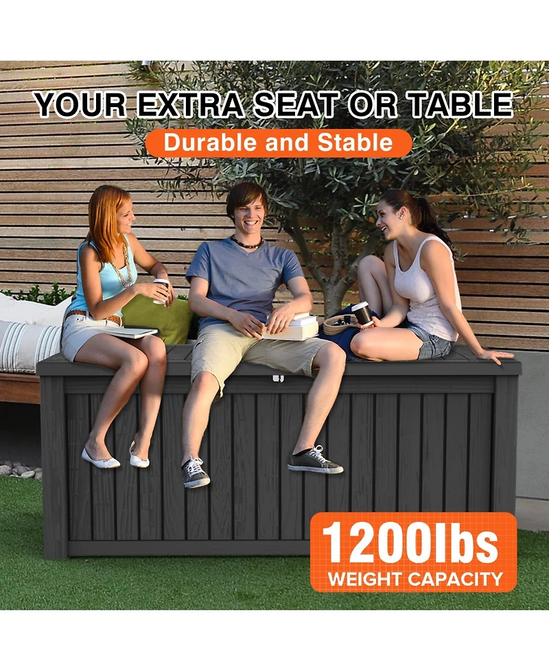 Mondawe 150 Gallon Resin Waterproof Outdoor Deck Box,Patio Storage Box