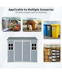Mondawe 4x8ft Resin Outdoor Storage Shed with Two-Window and Double-Door