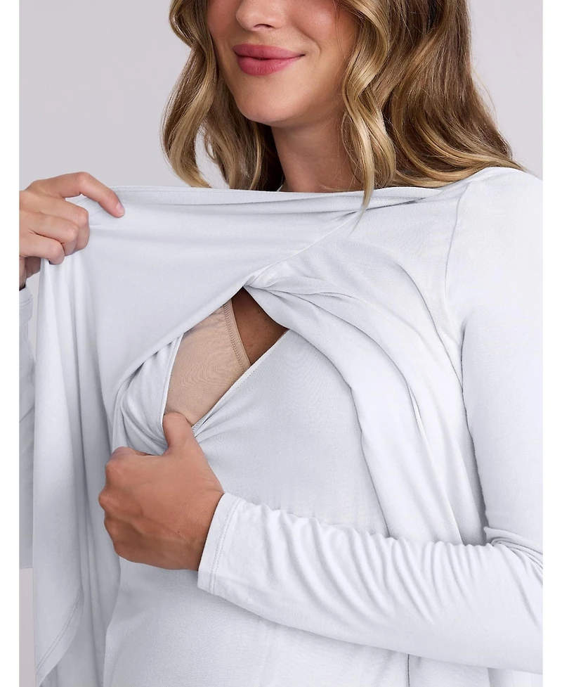 Motherhood Maternity Women's Crewneck Long Sleeve Draped Nursing Tee