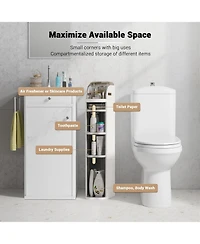 gaomon 4-Tier Narrow Bathroom Storage Cabinet, Slim Rolling Organizer with Drawers & Wheels, White