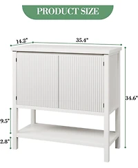 gaomon Farmhouse Console Table with Storage, Entryway Sofa Table with Fluted Door Cabinet, White