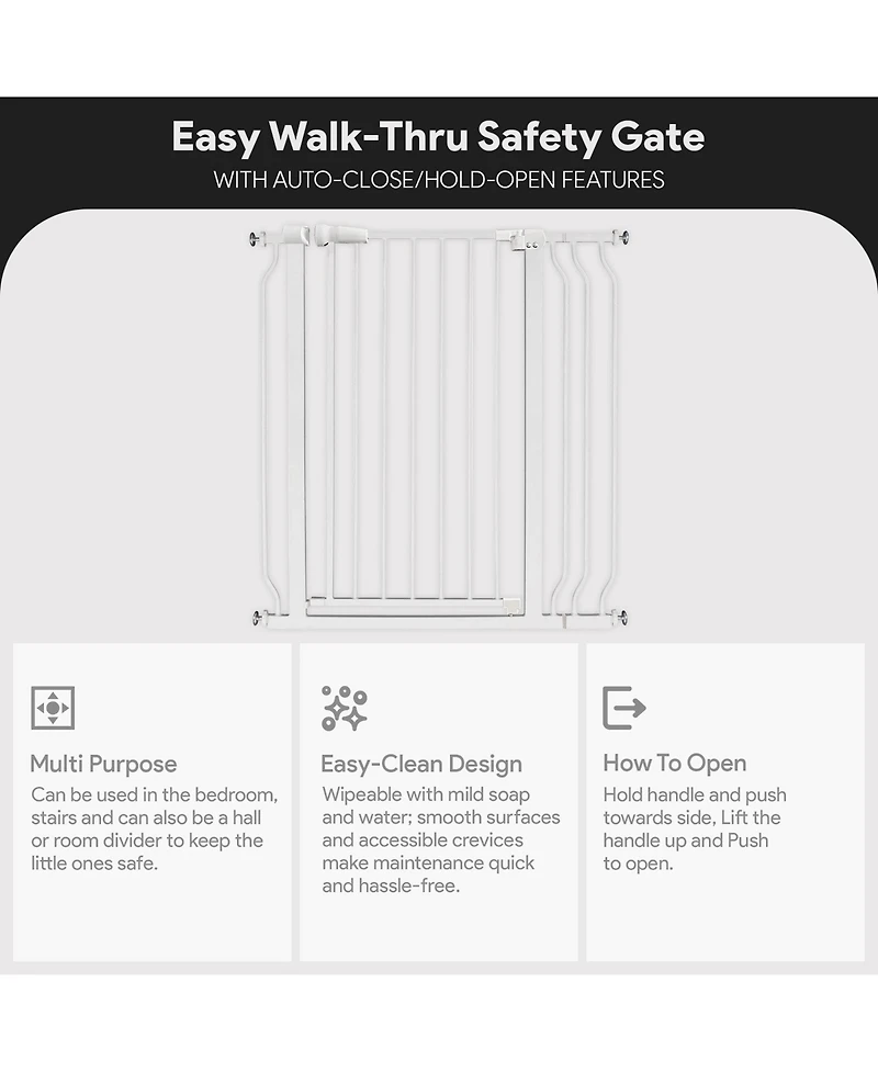 BalanceFrom Fitness BalanceFrom Walk Thru Safety Gate, Fits 29.1-38.5" Openings, 36” Tall, White